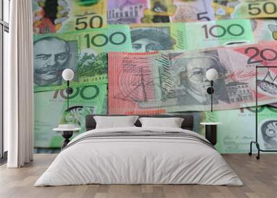 Australian (AUD) currency, bank notes of various denominations. Wall mural