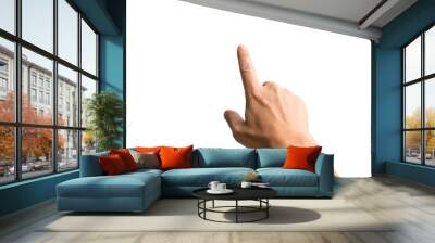 Male hand with index finger pointing to something. Wall mural