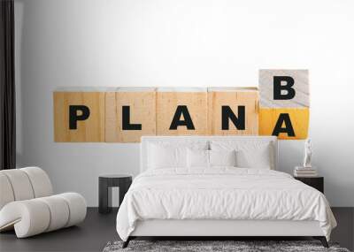 plan a flip to plan b, word on wood block. isolated, transparent background. Wall mural