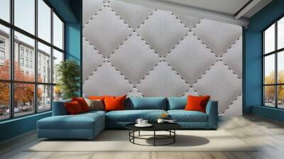 Texture of a beautiful, club sofa in gray for background Wall mural