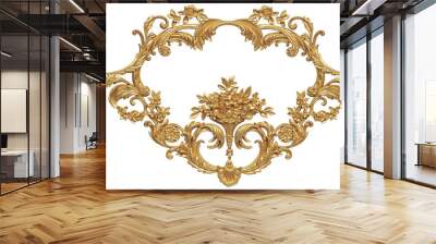 3D render of decorative onlays carving ornament in gold color, high resolution  of artistic image and ready to use for graphic design purposes  Wall mural