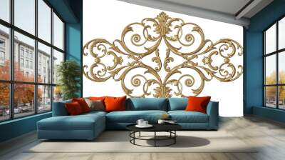 golden decorative ornament isolated on white Wall mural