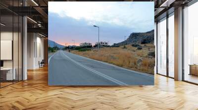 Street in the evening in Lardos, village, Rhodes island Wall mural