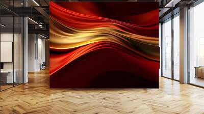 Abstract Background with 3D red Gradient Silk Fabric ,generative ai Wall mural