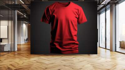 blank red tshirt mockup,close up orange t-shirt on dark background ,generative ai Wall mural