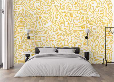 hand drawn doodle art,abstract monster doodle art Wall mural