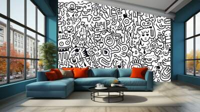 hand drawn doodle art,abstract monster doodle art Wall mural