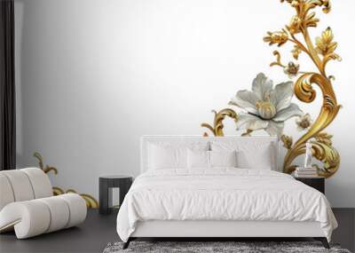 Ornate gold floral frame with intricate details isolated on a transparent background  Wall mural