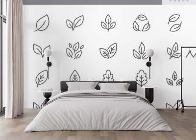 leaf line icons. vector illustration include icon - botany, herbal, ecology, bio, organic, vegetaria Wall mural