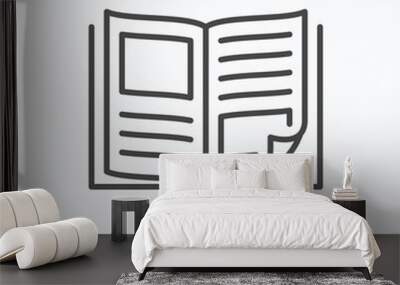 Magazine flat line icon. Vector outline illustration of news brochure, catalog page. Latest press thin linear pictogram Wall mural