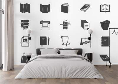 printing house flat icons. vector illustration include icon - large format, brochure, booklet, typog Wall mural