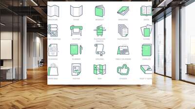 printing house line icons. vector illustration include icon - large format, brochure, booklet, typog Wall mural