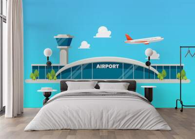 Airport building flat style illustration Wall mural