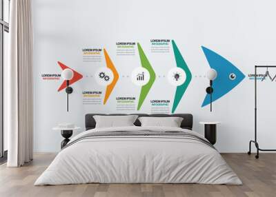 Fishbone chart diagram infographic Wall mural