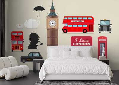 london national symbols vector set Wall mural