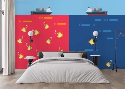 Red ocean and Blue ocean Business strategy Wall mural