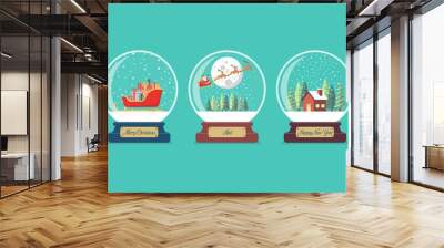 Set of Merry christmas glass ball collection Wall mural