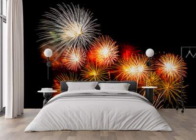 Abstract colorful firework display for celebration anniversary Wall mural