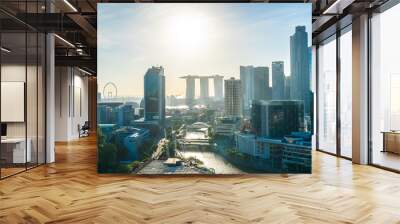 Beautiful architecture building exterior cityscape in Singapore city skyline Wall mural