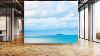 Beautiful panoramic landscape or seascape ocean with white cloud on blue sky for leisure travel in holiday Wall mural