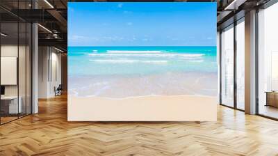 Beautiful tropical beach sea ocean with white cloud and blue sky Wall mural