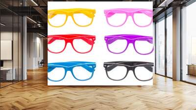 Colorful Eyeglasses isolated on white Wall mural