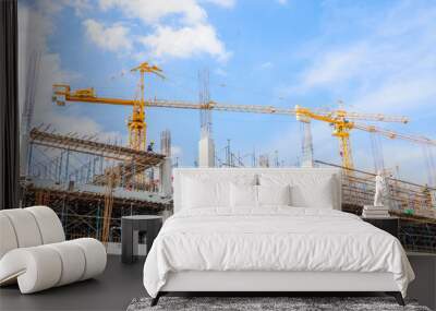 Construction crane Wall mural