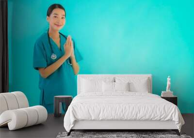 Portrait beautiful young asian doctor woman happy smile Wall mural