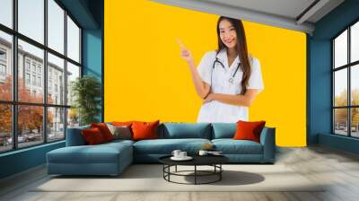 Portrait beautiful young asian doctor woman smile happy Wall mural