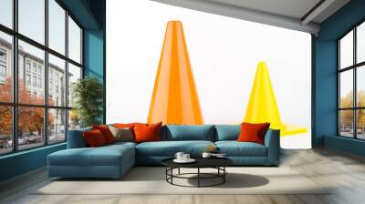 Traffic cones isolated white background Wall mural