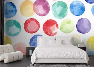 11. Colorful watercolor polka dots in various shades, blending seamlessly for a creative and artistic look  Wall mural