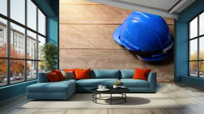 Blue protective safety helmet Wall mural