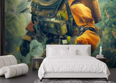 cubist surrealism a character a aquanaut. Wall mural