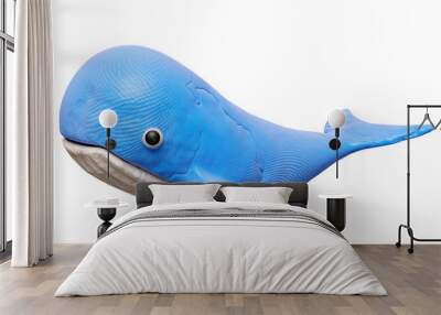 3d blue whale from plasticine isolated. whale clay toy icon concept, 3d render illustration Wall mural