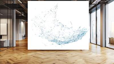 3d clear blue water scattered around, water splash transparent isolated. 3d render illustration Wall mural