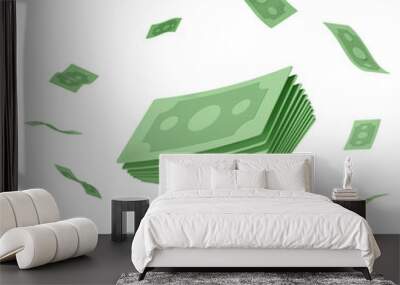 banknote stack isolated. economic movements or business finance concept, 3d illustration or 3d render Wall mural