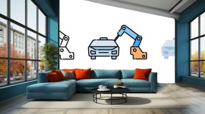 Welding robot and car icon set isolated on white background for web design Wall mural