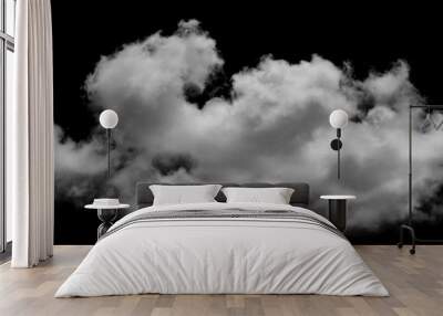 White cloud isolated on black background,Textured smoke,brush effect Wall mural