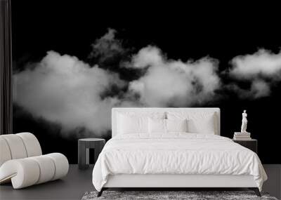 White cloud isolated on black background ,Textured smoke ,brush effect Wall mural