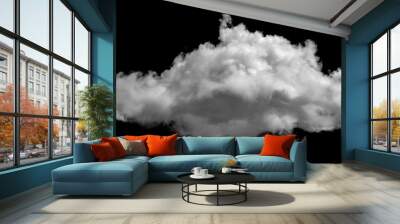 White cloud isolated on black background ,Textured smoke ,brush effect Wall mural