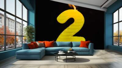 birthday-anniversary candles showing number. 2 Wall mural