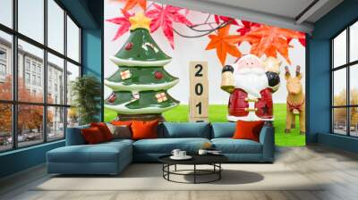 Merry Christmas and happy new year background  and number 2017 t Wall mural