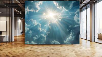 The Divine Light in Heaven is a symbol of God's presence, truth, spiritual illumination. God's love and grace The beam blesses the world with divine light. Wall mural