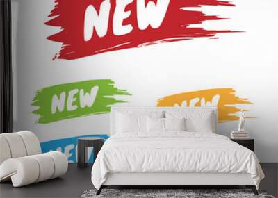 Colorful Set of New Brushed Labels Wall mural