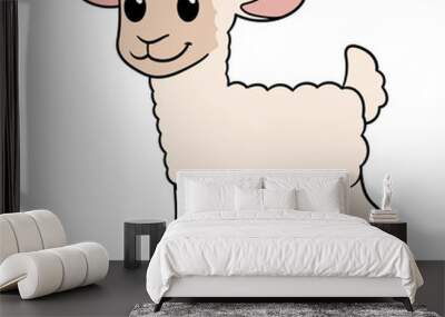 Vector Cartoon Cute Lamb Illustration Wall mural