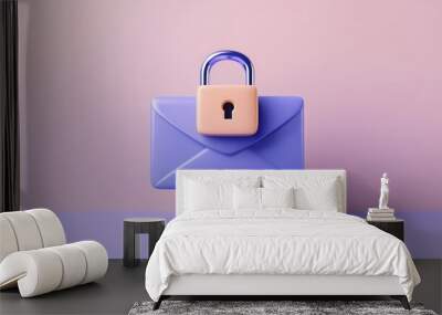 A digital illustration of a secure envelope with a padlock, symbolizing privacy and protection in communication. Wall mural