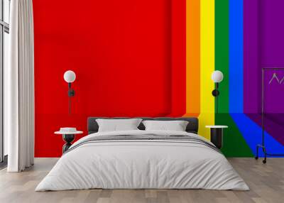 Rainbow Flag Shadow. Celebrate lgbt pride month with colorful rainbow pride background for banner, greeting card, poster, web banner, social media Wall mural