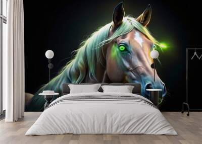 - Horse head with glow-in-the-dark eyes Wall mural