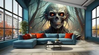 bone-chilling creepy creature Halloween illustration art Wall mural