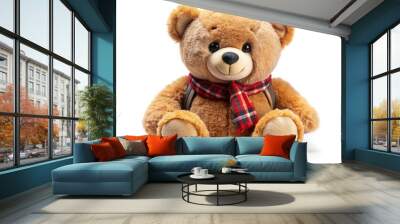 Charming And Cuddly Teddy Bear Plush Toy Sitting With A Cheerful Smile, Ready For Adventure And Comfort. Wall mural